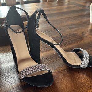 Windsor Black and Silver Strappy Heels